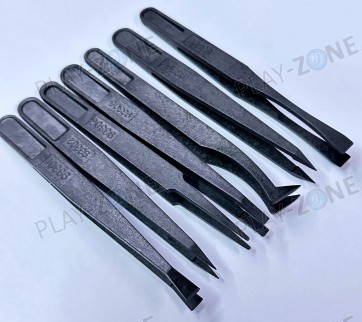 Schwarze Plastikpinzette, Set mit 7 Stk.