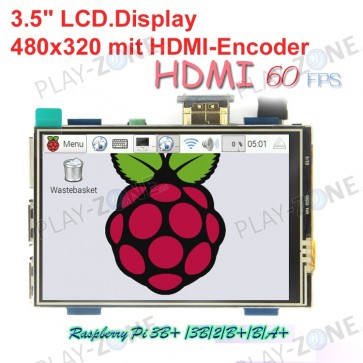 3.5" LCD.Display 480x320 mit HDMI-Encoder für den Raspberry Pi 