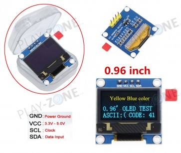 OLED Modul 0.96",128 x 64 Pixel, I2C, Gelb und Blau - mit Box