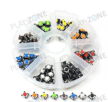 Set: 8 x 20 Stk. Printtaster / Button 6 x 6 x 5mm, 8 Farben mit Box