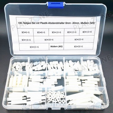 130-Teiliges Set mit Plastik-Abstandshalter 6mm -30mm, Muttern (M3)