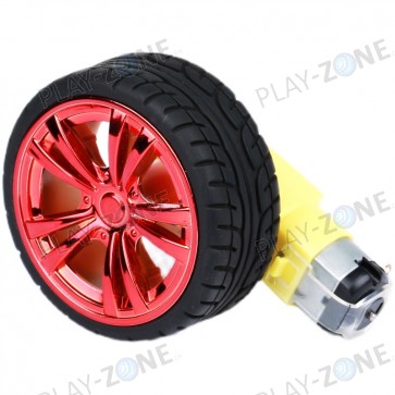 YFRobot Set: Chassis-Rad inkl. DC-Motor mit Getriebe (Ratio 1:48) - Rot