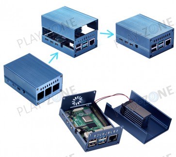 Aluminium-Gehäuse für Raspberry Pi 4B / Blau / Heavy Duty