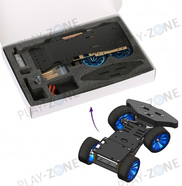 YFRobot 4WD Car Alu, mit Lenkung, Kit (Rote Felgen)