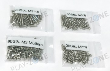 M3 Schrauben-Set / Philipps-Kreuzschlitz / 6mm / 8mm / 10mm mit Muttern / 180 Stk.