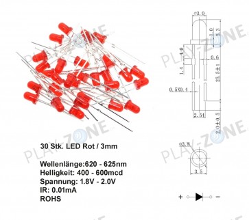 30 Stk. LED Rot / 3mm