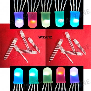 NeoPixel / WS2812 Diffused 5mm Through-Hole LED - 10 Pack