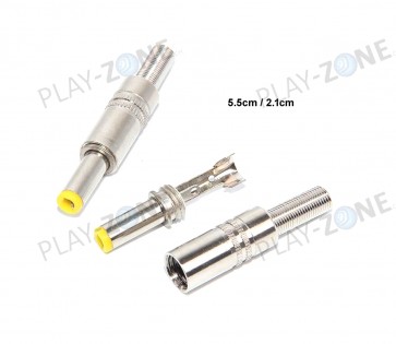 DC-Stecker 5.5mm / 2.1mm Lötversion / Metall / Glatt
