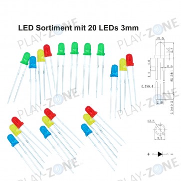 LED Sortiment mit 20 LEDs 3mm