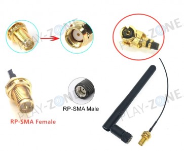 SMA WLAN- / WiFi-Antenne 2.4Ghz  inkl. Adapterkabel zu u.FL / RP-SMA