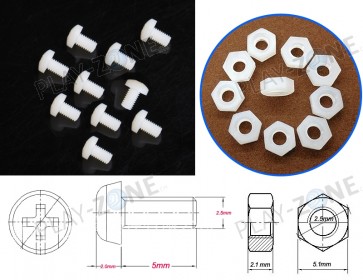 10 Stk. Plastikschrauben mit Muttern M2.5x5mm