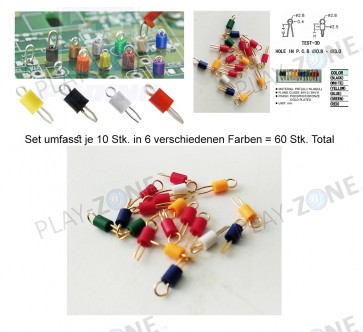60 Stk. PCB Testpunkte mit Minischleife, 6 Farben