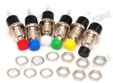 6 Stk. Drucktaster für Einbau mit Lötösen / versch. Farben
