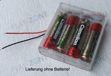 6V Batteriehalter für 4 Stk. 1.5V-AA-Batterien / Durchsichtig