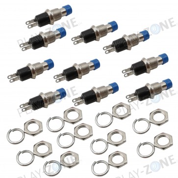 10 Stk. Drucktaster für Einbau mit Lötösen / Blau