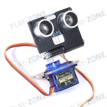 Set: HCSR04-Modul inkl. Metall-Halter und Servo - schwarz