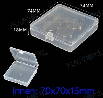 Kleine transparente Aufbewahrungsbox aus PP, 74 x 74 x 18mm