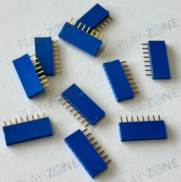 10 Stk. Buchsenleisten 8Pin, Rastermass 2.54mm / Blau