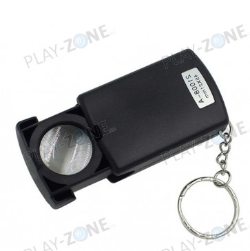 Schlüsselanhänger mit Lupe - 45 x Vergrösserung / 21mm mit LED - Schwarz