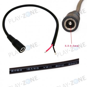 DC-Buchse 5.5/2.5 inkl. Verbindungskabel 30cm / 18AWG