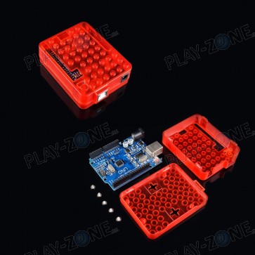 Arduino Gehäuse Rot Transparent mit LEGO-Kompatiblen Noppen