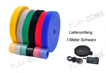 1 Meter Klettverschlussband Schwarz  / Breite 1cm