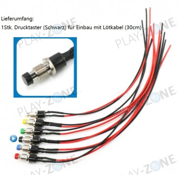 Drucktaster (Schwarz) für Einbau mit Lötkabel