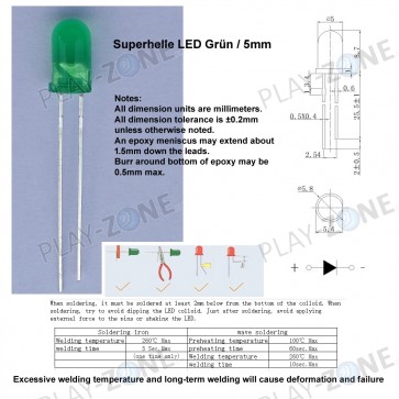 10 Stk. Superhelle LED  Grün / 5mm