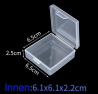 Kleine transparente Aufbewahrungsbox aus PP, 6.5 x 6.5 x 2.5cm