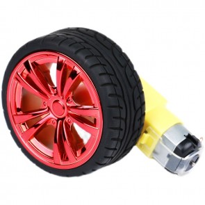 YFRobot Set: Chassis-Rad inkl. DC-Motor mit Getriebe (Ratio 1:48) - Rot