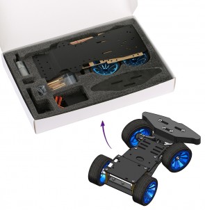 YFRobot 4WD Car Alu, mit Lenkung, Kit (Rote Felgen)