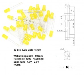 30 Stk. LED Gelb / 5mm