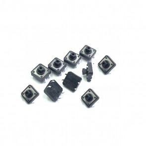 10 Stk. Platinenschalter Schwarz 12 x 12 x 7.3 mm 