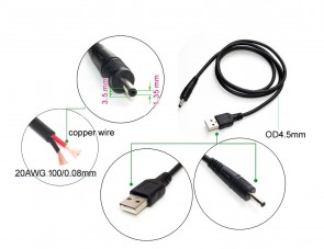 Adapter-Kabel USB auf DC-Stecker (3.5x1.35mm) 100cm 20AWG 100/0.08mm