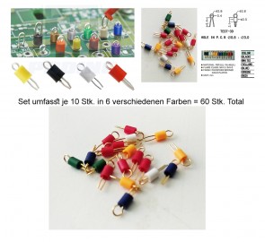 60 Stk. PCB Testpunkte mit Minischleife, 6 Farben
