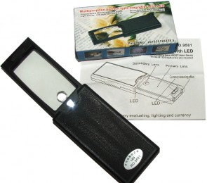 Ausziehbare Lupe - 2.5x und 45x Vergrösserung mit LED und UV-Licht