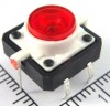 Platinenschalter 12 x 12 X 7 mm mit LED / Rot