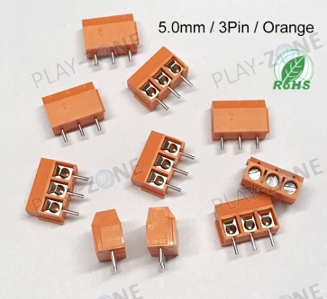 10 pcs Screw Terminals 5mm Pitch (3-Pin)  Orange