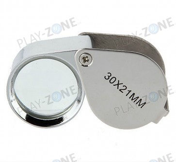 Klappbare Mini-Lupe  30 x Vergrösserung / 21mm - Silber