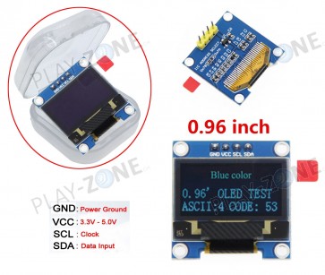 OLED Modul 0.96",128 x 64 Pixel, I2C, Blau - mit Box