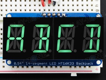 Adafruit Quad Alphanumeric Display - Pure Green, I2C