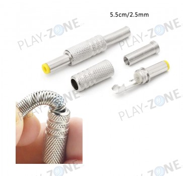 DC-Stecker 5.5mm / 2.5mm Lötversion / Metall / Gerippelt