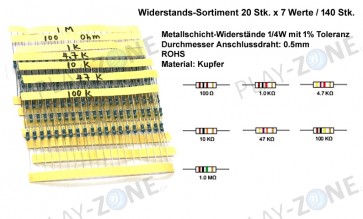 Widerstands-Sortiment 20 Stk. x 7 Werte / 140 Stk.