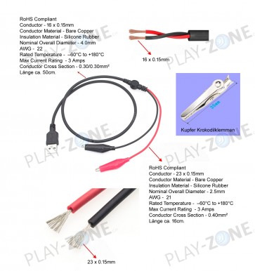 Testingcable Alligator-Clips to USB-A Plug