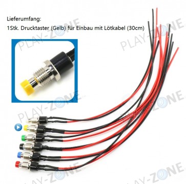 Drucktaster (Gelb) für Einbau mit Lötkabel