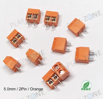 10 pcs Screw Terminals 5mm Pitch (2-Pin)  Orange