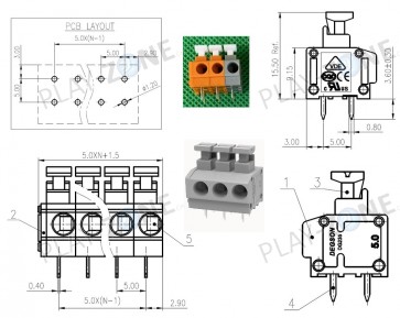 Federklemme 3Pin - PCB Mount