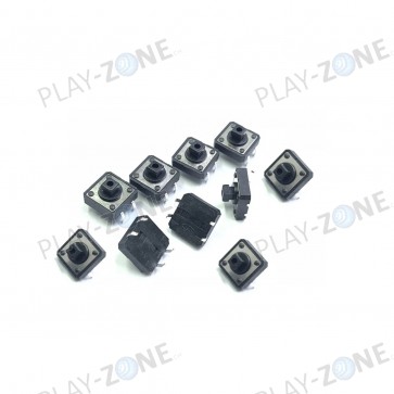 10 pcs. Square Momentary Button Black. 12 x 12 mm