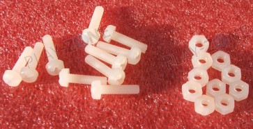 10 Stk. Plastikschrauben mit Muttern M3x12mm