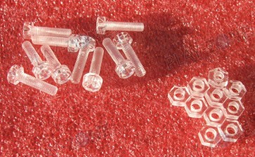 10 Stk. Plastikschrauben Transparent mit Muttern M3x12mm